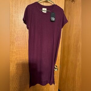 Chaser NWT burgundy tshirt dress ribbed